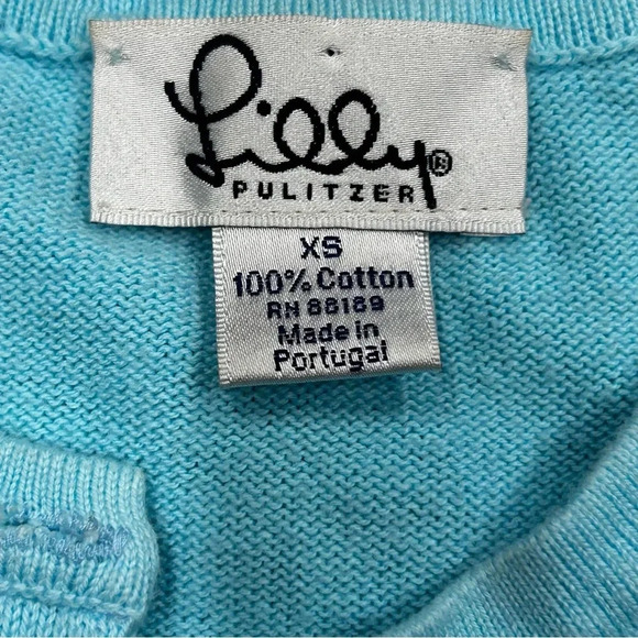 Lilly Pulitzer Womens XS Blue Aqua button down cardigan‎ White Labell Preowned - Picture 3 of 7